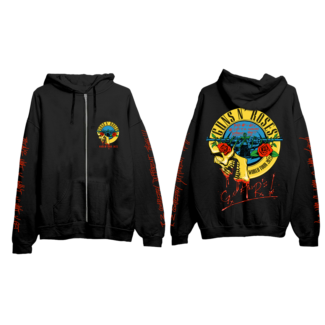 Guns N' Roses Tour 2025 Skull Bullet logo Zip Up Hoodie Zip Up Hoodie 409185