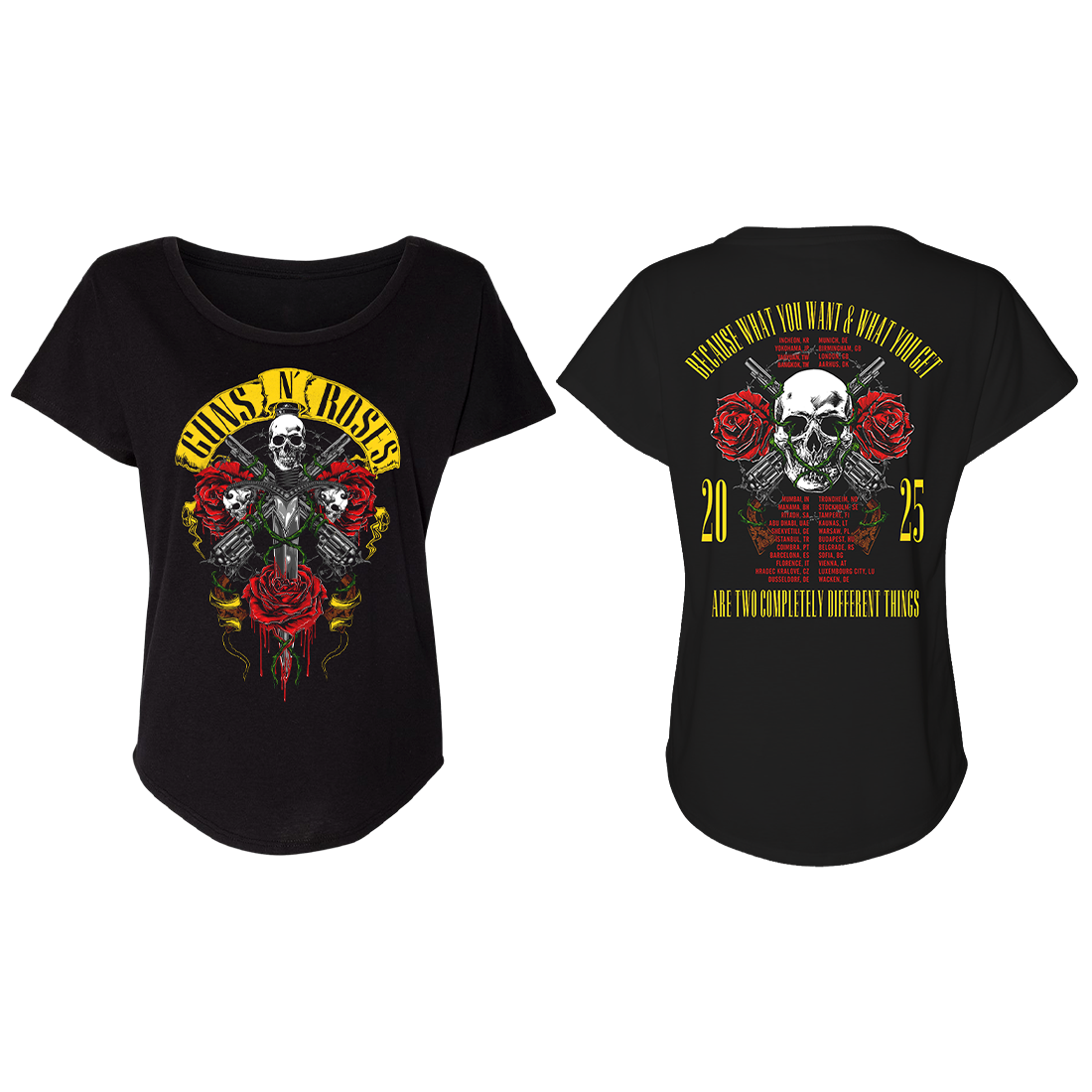ガンズアンドローゼズ GnR 2025ツアーTシャツ Guns N'Roses】ロックTシャツ メンズ バンドTシャツ メンズ Guns