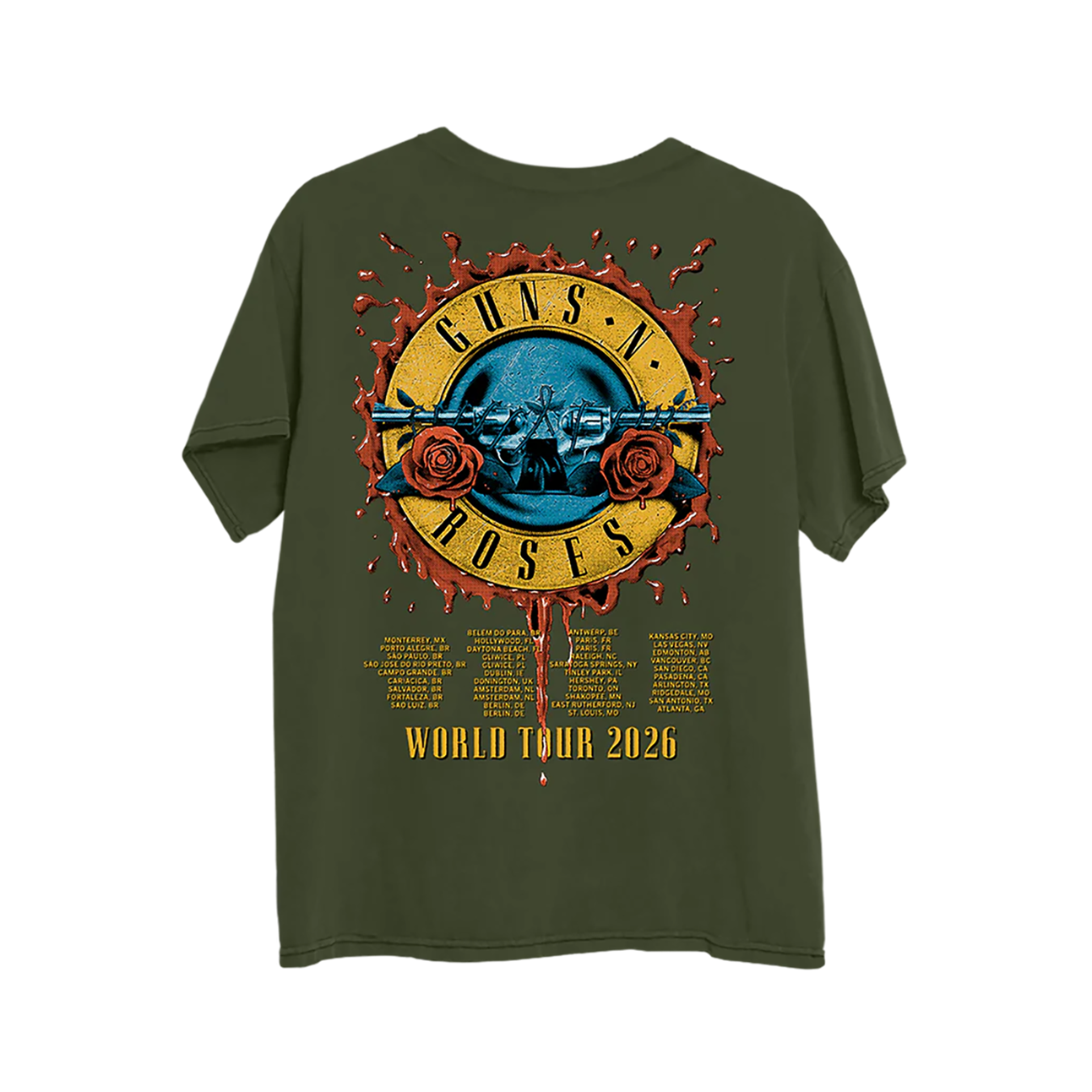 Guns N' Roses World Tour 2026 Military Green T-Shirt T-Shirt 448970